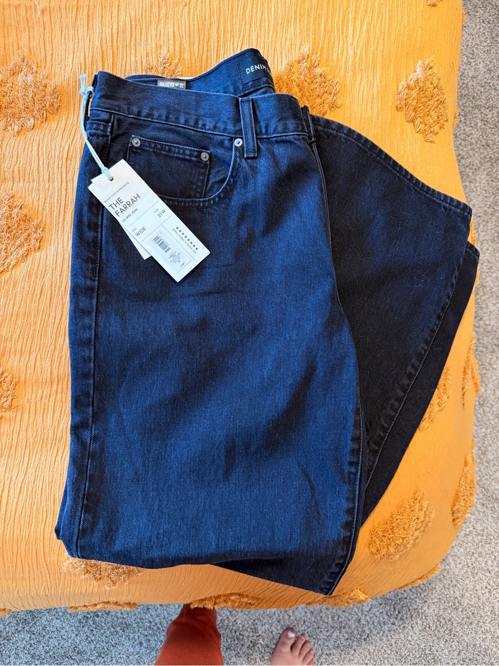 Denim Forum The Farrah Lo-Rise Wide Jeans in Black Eyeliner